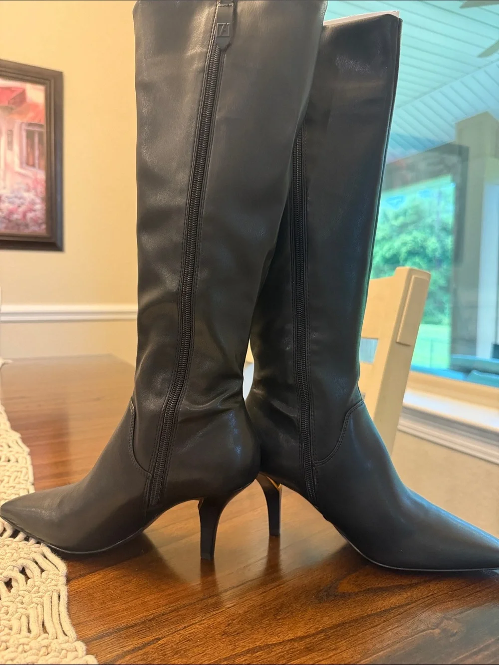Franco Sarto Black Over-the-Knee Pointed-Toe Boots